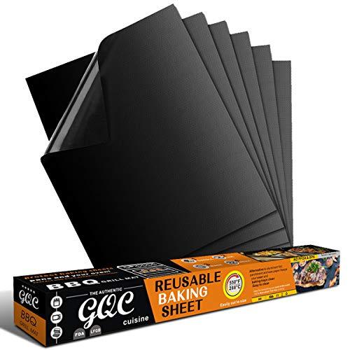 GQC BBQ Grill Mat, Non-Stick Grill Cooking Mat Teflon Reusable Barbecue Baking Mats, Heavy Duty,Easy to Clean - Works on Electric Grill Gas Charcoal BBQ (6X(33X40) cm) - CookCave