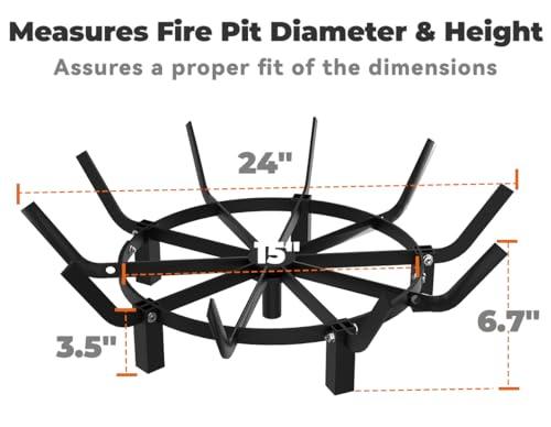 Mondazie 24 Inch Round Fire Pit Grate with 10 Bars for Firepit, Heavy Duty Firewood Log Burning Rack Holder for Fireplace Hearth Wood Stove and Outdoor Campfire, Black - CookCave