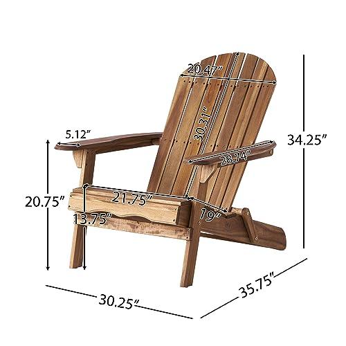 Christopher Knight Home Hanlee Folding Wood Adirondack Chairs, 2-Pcs Set, Natural Stained - CookCave