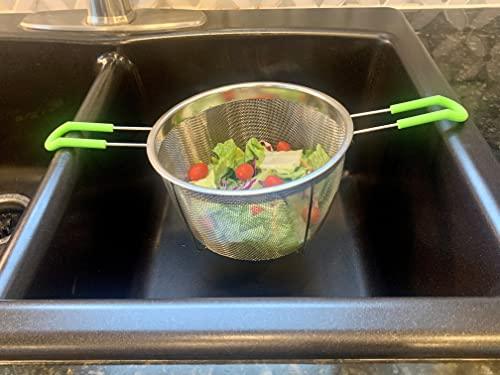 Steamer Basket for Instant Pot Accessories 6 qt or 8 quart - 2 Tier Stackable Fine Mesh 304 Stainless Steel Strainer Basket - Silicone Handle - Vegetable Steamer Insert, Egg Basket, Pasta Strainer - CookCave