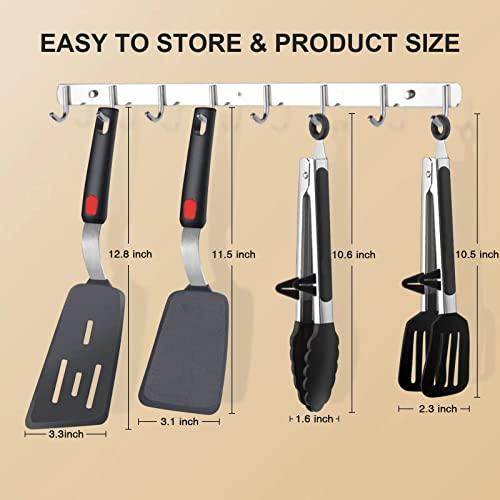 4PCS Flexible Silicone Spatula Turner Set and Kitchen Food Tongs with Silicone Tips, 600F Heat Resistant, Ideal for Flipping Eggs, Fish, Burgers, Pancake and Strong Grip on Salads, Pasta, Steaks, BBQ - CookCave