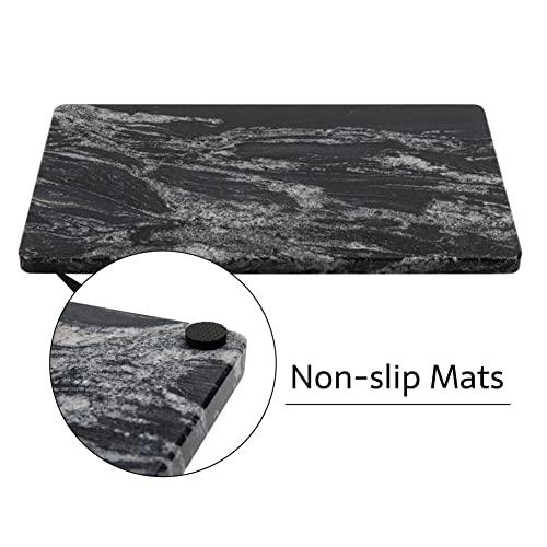 Adolif Natural Black Marble Pastry and Cutting Board, 12x20x0.7 Inch, Heavy for Dough Chocolate, Pack of 1 - CookCave