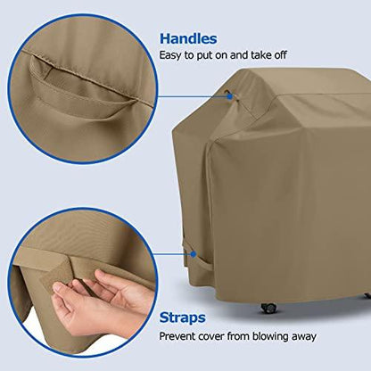 SunPatio Grill Cover 48 Inch for Outdoor Grill, Heavy Duty BBQ Cover with Waterproof Sealed Seam, FadeStop Material, All Weather Resistant Compatible for Weber CharBroil Nexgrill Grill and More, Taupe - CookCave