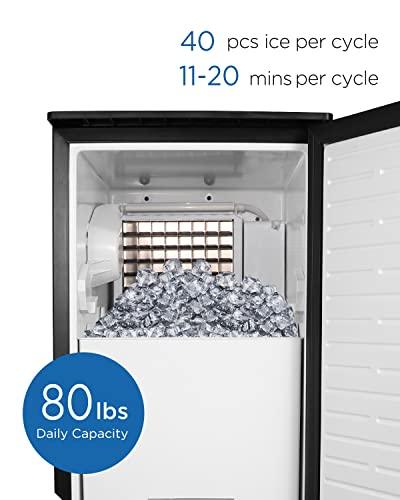 ADT Under Counter Ice Maker 80lbs/ 24H Daily Built-in Ice Machine with Drain Pump 24H Timer Self-Cleaning, Freestanding Ice Cube Machine for Commercial and Home Use - CookCave