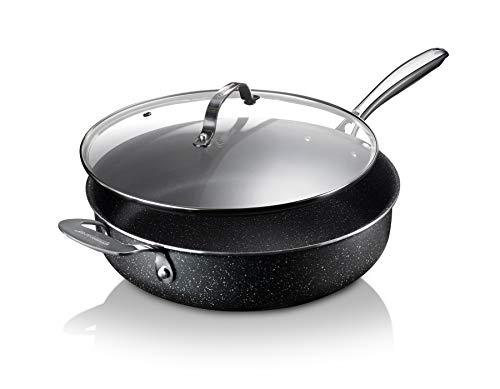 Granitestone Sauté Pan with Lid - 5.5 Quart. Non Stick Deep Frying Pan with Lid, Large Frying Pan, Oven Safe Skillet with Lid, Multipurpose Jumbo Cooker, Stovetop & Dishwasher Safe, 100% PFOA Free - CookCave