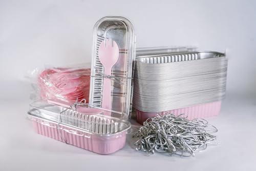 SWEET CHARLOTTE'S BAKESHOP 6” Mini Loaf Pans with Lids (50 Pack) with free digital download Spoons Ties Rectangle Aluminum Foil Baking Pans Tins Containers (Pack Of 50) Individual Disposable Cake - CookCave