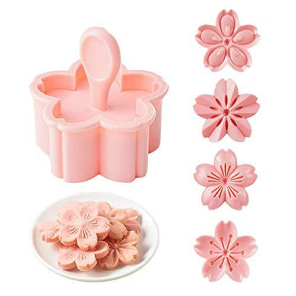 HAGBOU Cookie Press, 4 Styles Cookie Stamps Cherry Blossom Cookie Cutters Mold for Flower Cookies Pastry Accessories (Pink) - CookCave