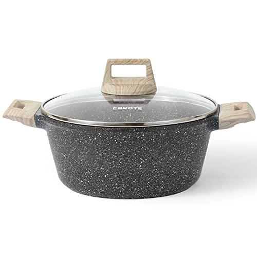 CAROTE 4 Qt Nonstick Stock Pot - Granite Soup Pot and Dutch Oven With Lid, 4 Quart Casserole for Stews - Super Easy to Clean, PFOA Free (CLASSIC GRANITE) - CookCave