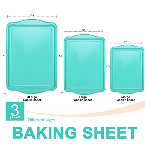 BETTERBEAUTY Cookie Sheets for Baking, Nonstick Oven Pan Set of 3 with Wide Edge, Half/Jelly Roll/Quarter Baking Tray, Dishwasher Safe Easy Clean for Kitchen Oven Pan Bakeware Set - CookCave