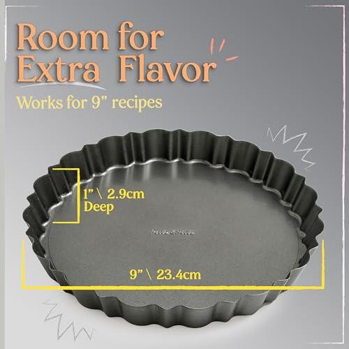 Patz&Patz Fluted 9 Inch Nonstick Carbon Steel Tart Pan - Removable Bottom Crust-Shaper Ring for Baking Pies, Tarts, Quiche - CookCave