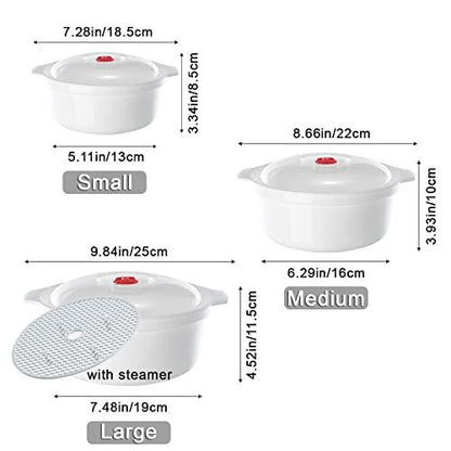 Microwave Bowl with Lid, Heating Dish, Noodle Bowl, Storage Plate, Soup Bowl with Handle, Easy To Store, Bpa Free, Microwave Cookware Kitchen Supplies, College Dorm Essentials for Boys Girls - CookCave