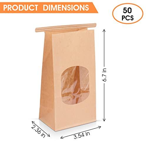 3.5x2.4x6.7| Treat Bags for Desserts, Cookie Packaging Bags, Cookie Bags for Packaging, Bakery Bags with Window, Dessert Bags, Bakery Packaging| 50 pc - CookCave