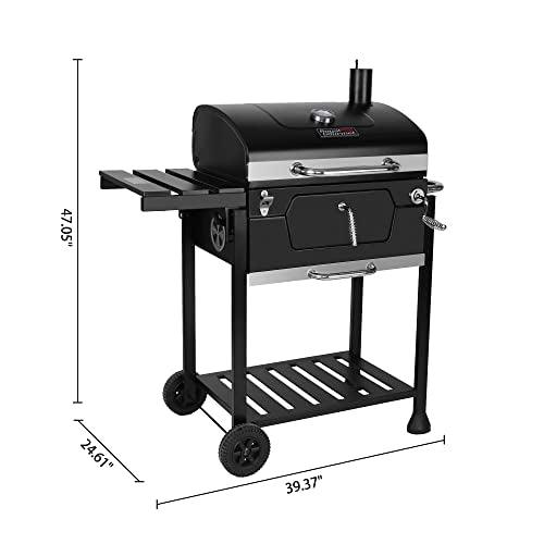 Royal Gourmet 24-Inch Charcoal Grill with Foldable Side Table, 490 Square Inches Heavy-duty BBQ Grill, Perfect for Outdoor Picnics Patio Garden and Backyard Grilling, Black,CD1824G - CookCave