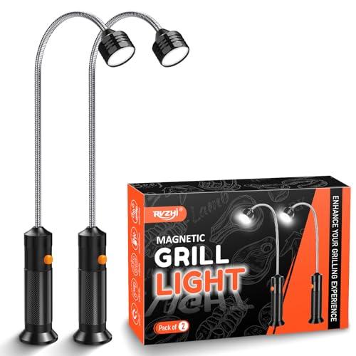 Grill Light BBQ Grilling Accessories: Unique Valentines Day Gifts for Him Men Dads Husbands Grandpas, Cool Gadgets GrillIing Tools Barbecue Supplies, Bright Magnetic Smoker LED BBQ Light, 2 Pack - CookCave
