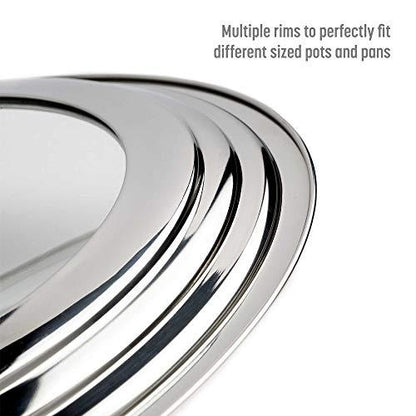 Goodful Universal Lid for Pots, Pans and Skillets, Tempered Glass Steam Vented, Graduated Rim Fits 9.5"-12" Cookware, Replacement Top, Dishwasher Safe, Stainless Steel and Glass - CookCave