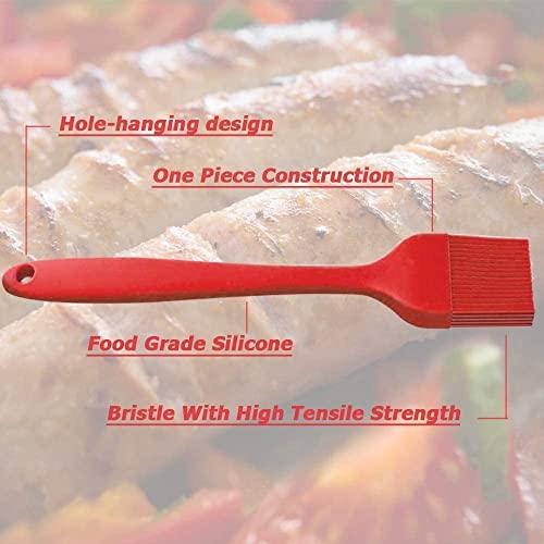 Alljewelrysupplies Silicone Basting Brush Set of Two Heat Resistant Long Handle Pastry Brush for Grilling, Baking, BBQ and Cooking (Red), 8 and 10 Inch - CookCave