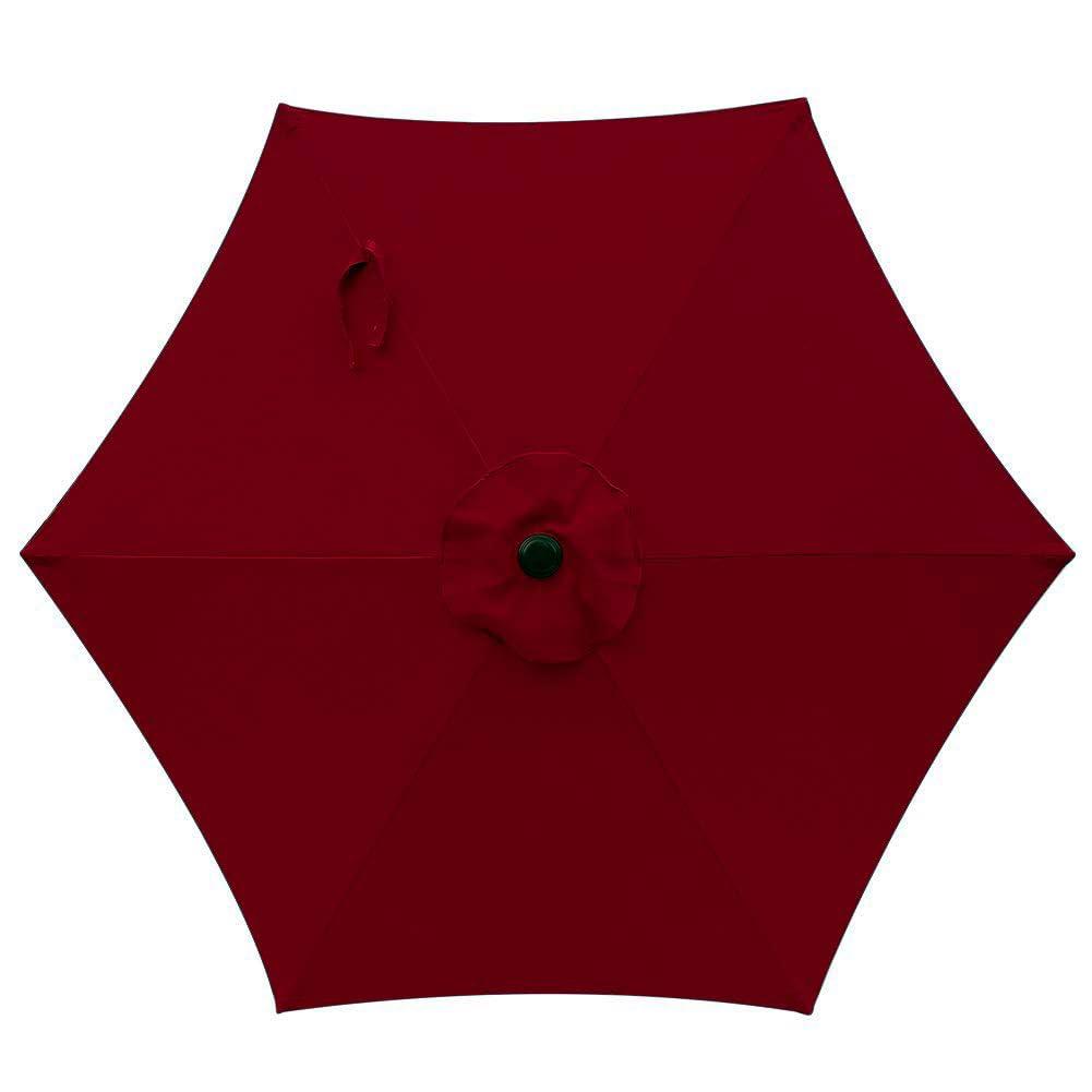 SUNVIVI OUTDOOR 7.5 Ft Patio Umbrella Outdoor Market Table Umbrella with Push Button Tilt and Crank, 6 Ribs, Polyester Canopy, Burgundy - CookCave