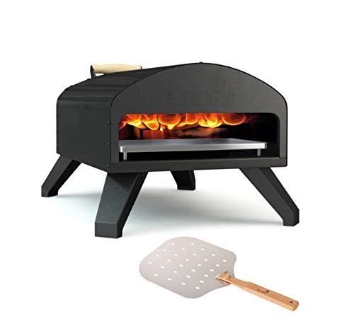Bertello Outdoor Pizza Oven Black + Pizza Peel Combo. Wood Fire Portable Brick Oven - Portable Pizza Maker. As Seen on SHARK TANK - CookCave