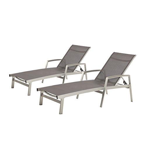 Christopher Knight Home Joy Outdoor Mesh and Aluminum Chaise Lounge (Set of 2), Gray - CookCave