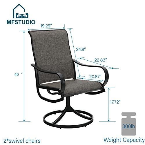 MFSTUDIO 2 Pieces Patio Sling Dining Swivel Chairs with Steel Metal Frame,Bistro Backyard Rocker Chairs Weather Resistant Garden Outdoor Furniture, Ash-ish Brown Fabric and Black Frame - CookCave