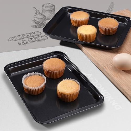 Small Cookie Sheets, Baking Pans, Nonstick Carbon Steel Baking Sheets, 2-Pack, 9.5 X 7.1 Inches (Inner 7.5 X 6) - CookCave