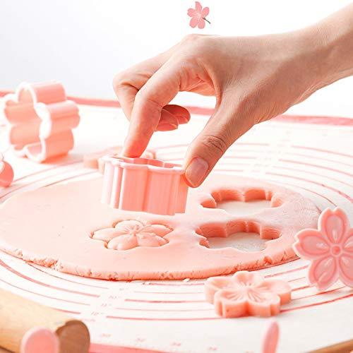 HAGBOU Cookie Press, 4 Styles Cookie Stamps Cherry Blossom Cookie Cutters Mold for Flower Cookies Pastry Accessories (Pink) - CookCave