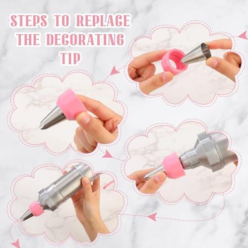 Ziliny 3 Sets Dessert Decorating Syringe Set, Cupcake Frosting Filling Injector with 6 Icing Nozzles 1 Nozzle Connector 3 Cream Scrapers Icing Tool, Cake Decorating Kit, Main Stainless Steel Design - CookCave