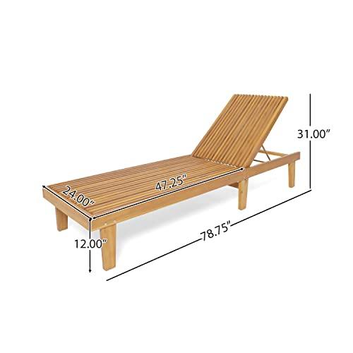 Christopher Knight Home Addisyn Outdoor Wooden Chaise Lounge, Teak Finish - CookCave