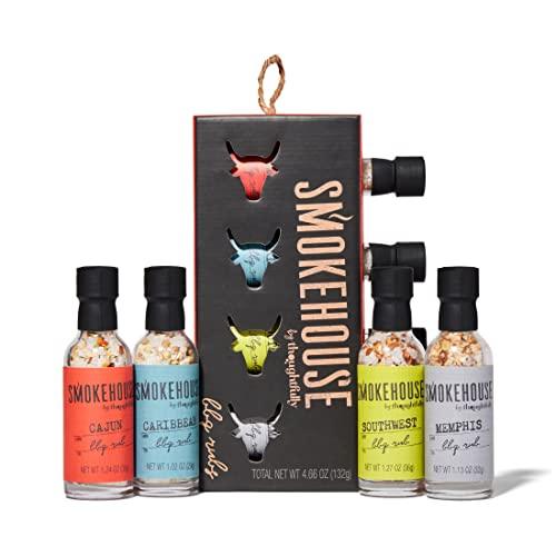 Smokehouse by Thoughtfully BBQ Rubs Gift Set, Vegan and Vegetarian, Barbecue Rub Flavors Include Cajun BBQ, Caribbean BBQ, Memphis BBQ and Southwest BBQ Rubs, Set of 4 - CookCave