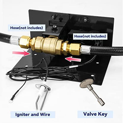 Skyflame Fire Pit Gas Burner Spark Ignition Kit - Including Push Button Igniter, 3/4 Straight Gas Key Valve with Key, Black - CookCave