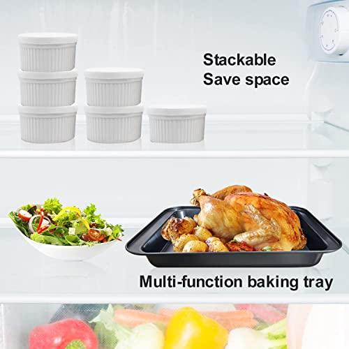 Ramekins Set with 6 Silicone Lids, Mothers Day Gifts Creme Brulee Making Set, Set of 6 Porcelain Ramekins, Oven Safe Covered Bowls & Soufflé Ramiken - CookCave