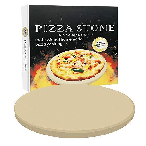 VIKEYHOME Round Pizza Stone, Heavy Duty Cordierite Pizza Grilling Stone, Baking Stone, Pizza Pan, Perfect for Oven, BBQ and Grill, Thermal Shock Resistant, Durable and Safe, 12 Inch Round, 4.6Lbs - CookCave