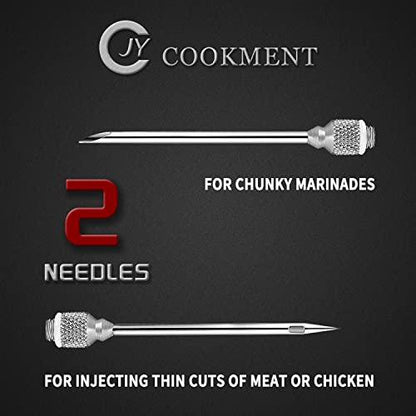 JY COOKMENT Meat Injector Syringe, 1-oz Marinade Flavor Injector with 2 Professional Needles,1 Cleaning Brushes - CookCave