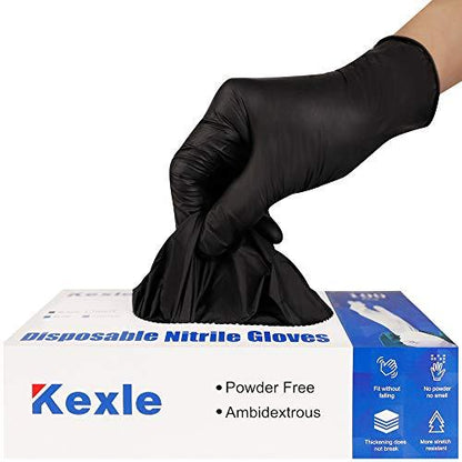 Kexle Nitrile Disposable Gloves Pack of 100, Latex Free Safety Working Gloves for Food Handle or Industrial Use, Black, Large(Pack of 100), (2D-IJ9V-27IH) - CookCave