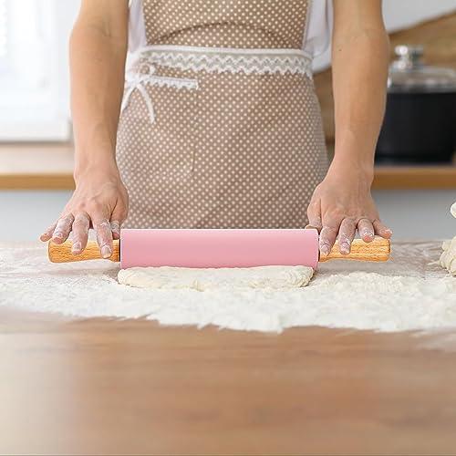 Yopay 4 Pack Silicone Rolling Pin for Baking, Non Stick Large 17 Inch Roller with Wood Handle for Tortillas Dough, Pizza, Pie, Pastries, Pasta, Cookies, Good Grips, Easy to Wash - CookCave