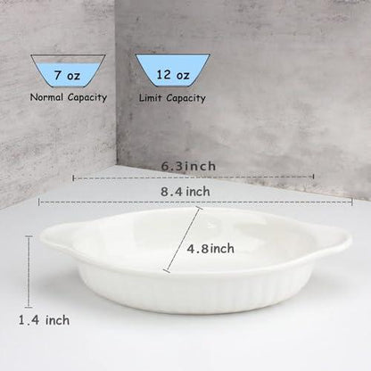 UIBFCWN Ceramic Au Gratin Baking Dishes, Set of 4 Oval Baking Dish Set for 1 or 2 Person Servings, Small Mini Casserole Dish with Double Handle, 8.2x5x1.45 inch - CookCave