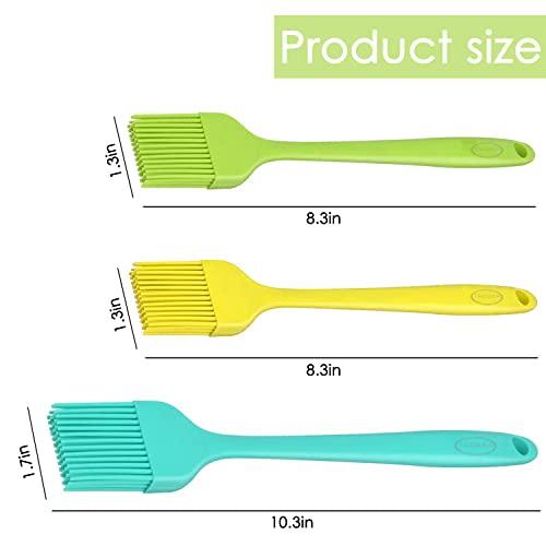 TACGEA Silicone Basting Pastry Brush Heat Resistant, Kitchen Cooking Brushes for Oil, Spread Sauce, BBQ, Baking, Grilling, BPA Free, Set of 3 Multicolor - CookCave