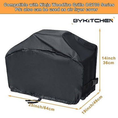 BYKITCHEN Waterproof Grill Cover for Ninja Woodfire Outdoor Grill, BBQ Grill Accessories, Compatible with Ninja Smoker Grill OG701 OG751 OG700 Series, Heavy Duty Oxford Fabric - CookCave