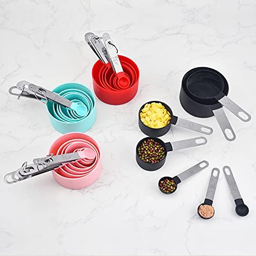 Measuring Cups and Spoons Set, 8 Pieces Measuring Cups and Measuring Spoons with Stackable Stainless Steel Handle Measure Dry or Liquid Ingredients Measuring Set for Kitchen Cooking and Baking (Green) - CookCave