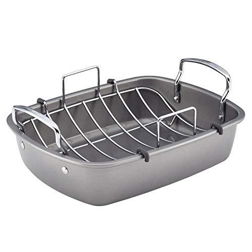 Circulon Nonstick Roasting Pan / Roaster with Rack - 17 Inch x 13 Inch, Gray - CookCave