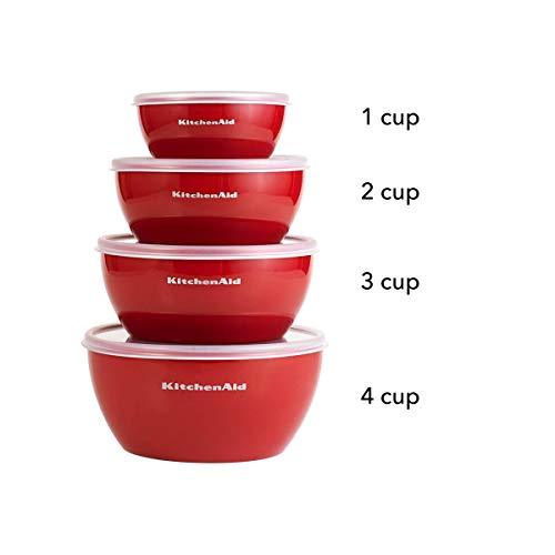 KitchenAid Classic Prep Bowls with Lids, Set of 4, Empire Red - CookCave