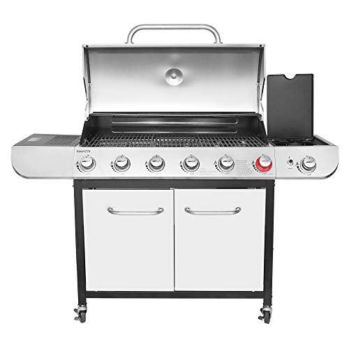 Royal Gourmet US-SG6002R 6 BBQ Liquid Propane Grill with Sear and Side Burners, 71,000 BTU Cabinet Style Stainless Steel Gas Griller, Silver - CookCave