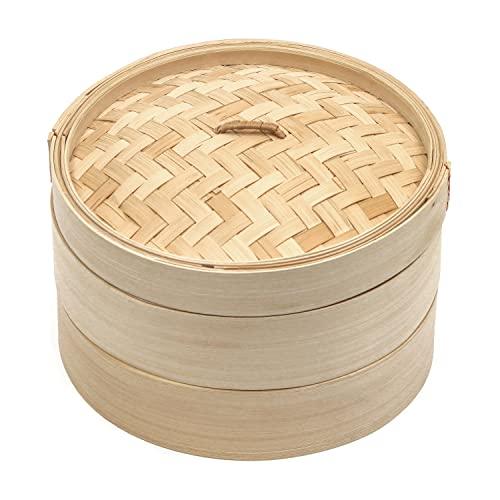 Trademark Innovations Bamboo Steamer - 3 Piece - 10 Inch Diameter - CookCave