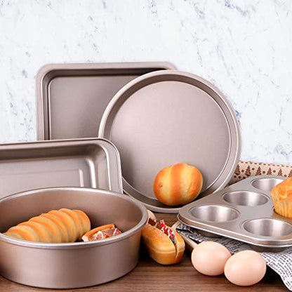 Bakeware Sets, 5-Piece Nonstick Bakeware Set,cake pans set with Cookie Sheets, Bakeware fits for Nonstick Bread Baking Cookie Sheet and Cake Pans - CookCave