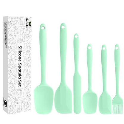 Rebekah Heat Resistant Silicone Spatula Set, Nonstick Premium Rubber Kitchen Utensil for Baking, Cooking, Mixing Tools, BPA Free, Aqua - CookCave