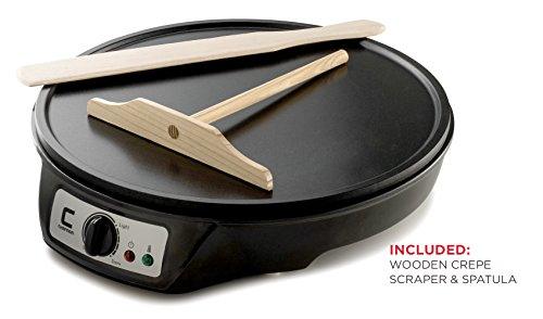 CHEFMAN Electric Crepe Maker: Precise Temp Control, 12" Non-Stick Griddle, Perfect for Crepes, Tortillas, Blintzes, Pancakes, Waffles, Eggs, Bacon, Batter Spreader & Spatula Included, Black - CookCave