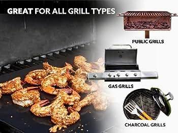 Grill Mat -Heavy Duty Grill Mats Non Stick, BBQ Outdoor Grill & Baking Mats - Reusable, Easy to Clean Barbecue Grilling Accessories - Work on Gas Charcoal Electric - CookCave