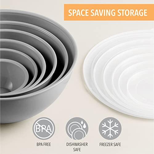 Mixing Bowls with Lids Set, Plastic Mixing Bowls with Airtight Lids, Nesting Mixing Bowl Set for Space Saving Storage, Ideal for Cooking, Baking, Food Prep & Food Storage, 12 Piece Set - CookCave