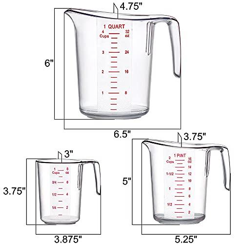 Amazing Abby - Melissa - Unbreakable Plastic Measuring Cups (3-Piece Set), Food-Grade Measuring Jugs, 1/2/4-Cup Capacity, Stackable and Dishwasher-Safe, Great for Oil, Vinegar, Flour, More - CookCave