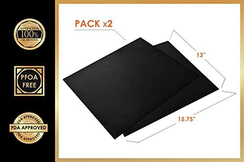 Grill Gods Grill Mat - Premium BBQ Grill Mats - Non Stick Non Slip Cooking Mats (Set of 2) - Easy to Clean and Reusable Grilling Accessories - 15.75 x 13 Inches - CookCave